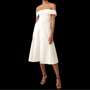 Reformation NWT Adriel Linen Midi Dress in White | Size 10 | Orig Price $278